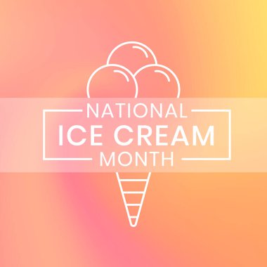 Natiolnal Ulusal Dondurma Ayı. Temmuzda yıllık kutlama. Gelato severler bayram afişi şablonu. Poster, tebrik kartı ya da geçmiş tasarımı. Vektör illüstrasyonu