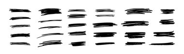 Hand drawn grunge brush strokes set. Black paint distress ink brushstrokes. Vector paint smears. Collection of watercolor paintbrush textures