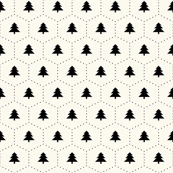 矢量无缝复古花纹圣诞树 — 图库矢量图片