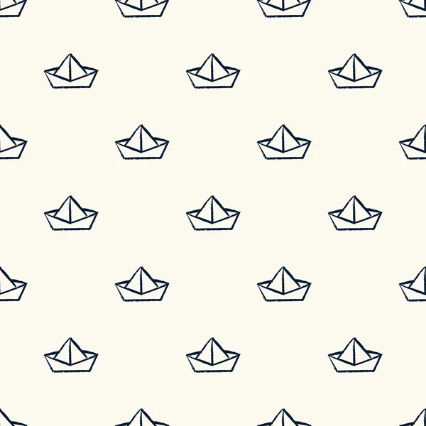 Seamless nautical pattern with paper boats. — Stock Vector