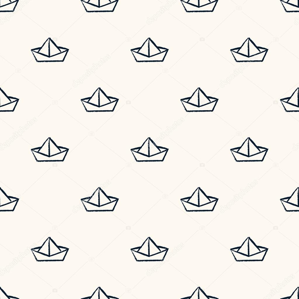 Seamless nautical pattern with paper boats.