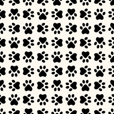Seamless animal pattern of paw footprint clipart