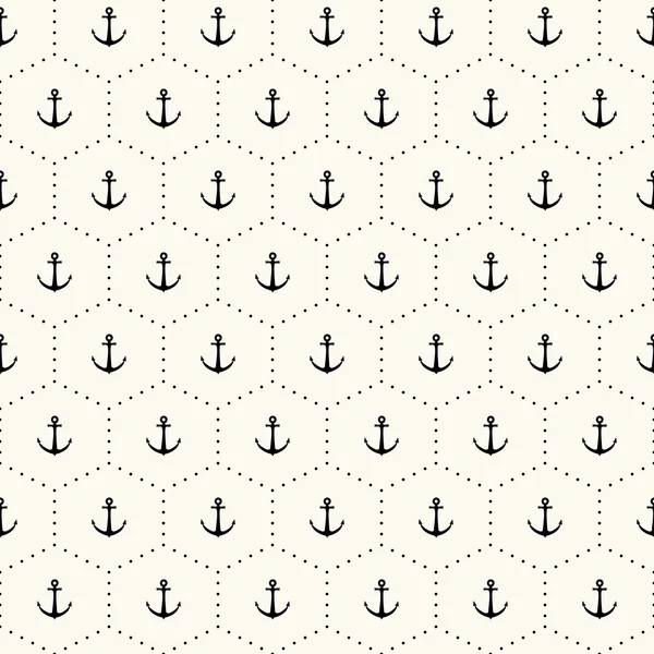 Vector seamless retro pattern with anchors — Stock Vector