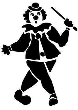 Siyah ve beyaz bir palyaço çizim