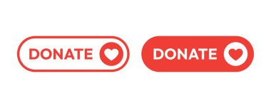 Bağış düğmesi simgesi. Kalp ikonlu kırmızı düğme. Gönüllü ve bağış konsepti.