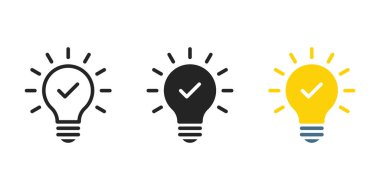 Yenilik ampul vektör tasarımı. İşaretli simge vektörlü ampul. Ampul fikirleri ve yaratıcılık