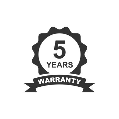 Garanti belgesi için 5 yıl. 5 yıl garanti rozet vektör tasarımı. 5 yıllık garanti etiketi. Ürün koruması ve kalite güvencesi amblemi