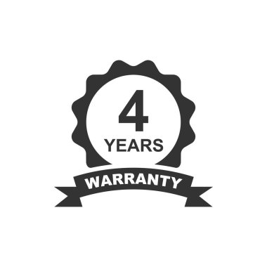 Garanti belgesi için 4 yıl. 4 yıl garanti rozet vektör tasarımı. 4 yıllık garanti etiketi. Ürün koruması ve kalite güvencesi amblemi