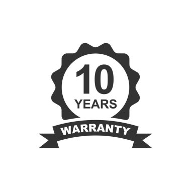 Garanti belgesi için 10 yıl. 10 yıl garanti rozet vektör tasarımı. 10 yıllık garanti etiketi. Ürün koruması ve kalite güvencesi amblemi