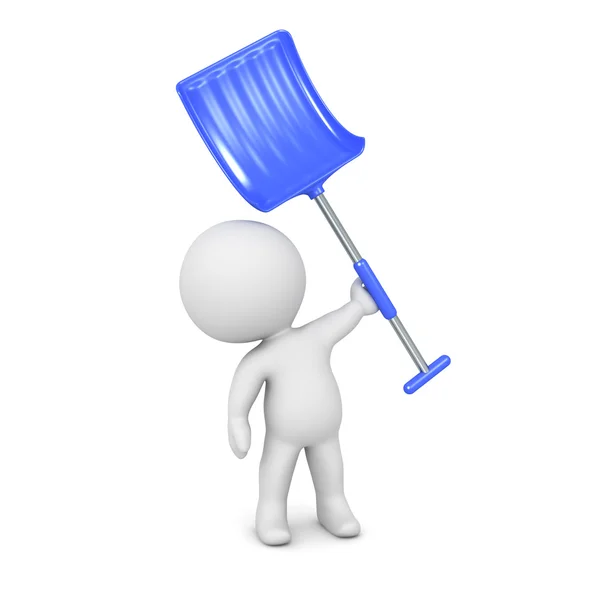 3D Character Holding Snow Shovel — Stock Photo, Image