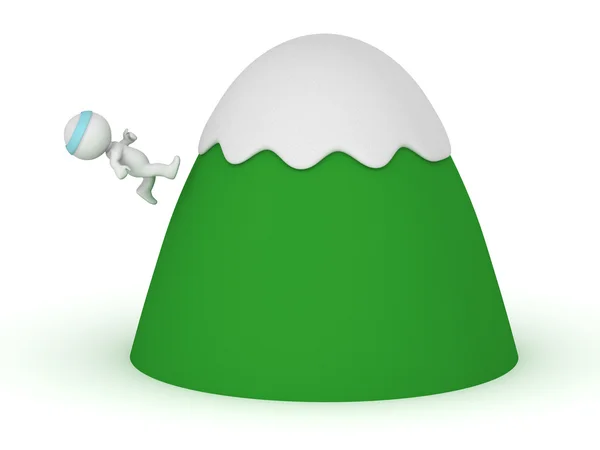 3D Character Running Up Climbing Mountain — Stock Photo, Image