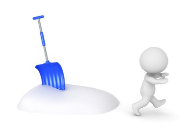 3D karakter kaçmak kar küreği