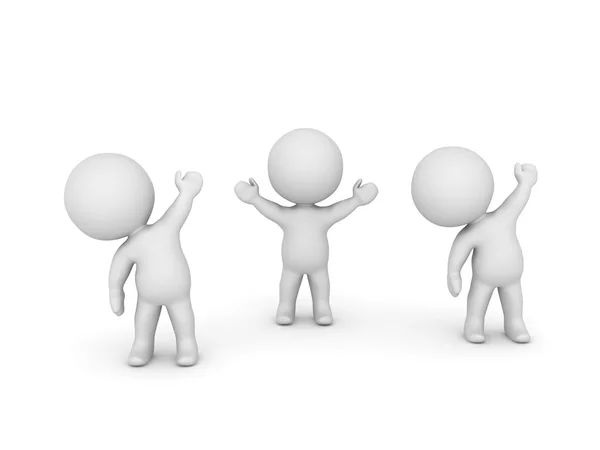 3D Characters with Arms Raised — Stock Photo, Image