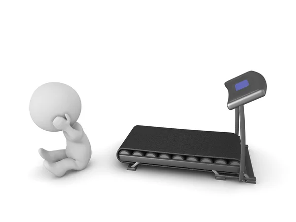 3D Character Does Not Want to Exercise — Stock Photo, Image