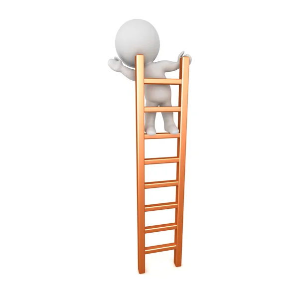 梯子の上に立っている 3 d キャラクター — ストック写真