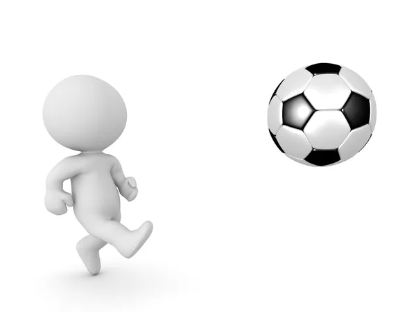 Postaci 3D, kopanie piłki nożnej — Zdjęcie stockowe