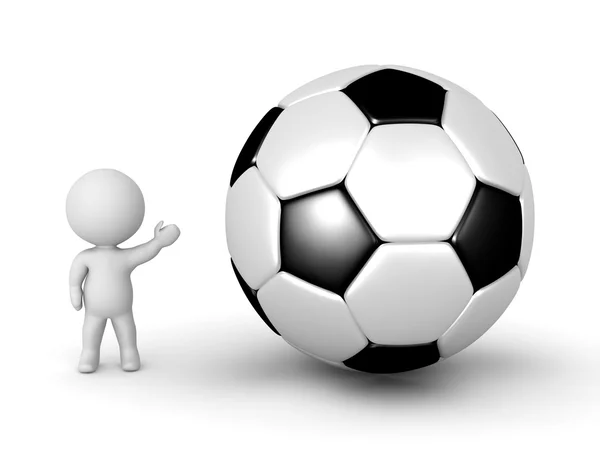 Postaci 3D pokazuje duże piłki nożnej — Zdjęcie stockowe