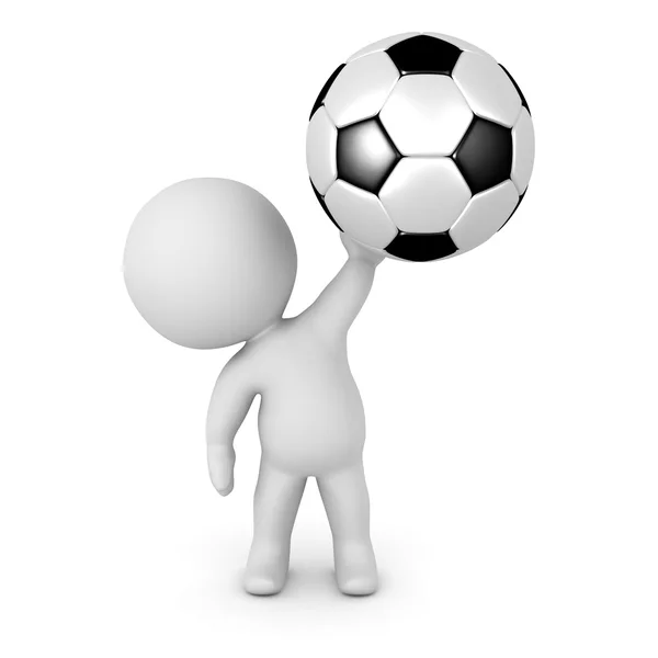 Personaje 3D sosteniendo el fútbol — Foto de Stock