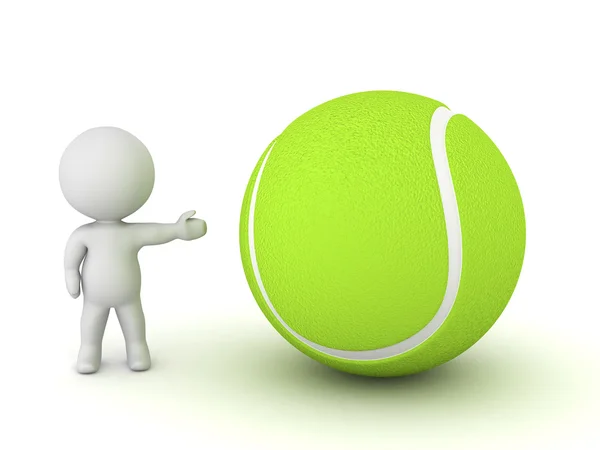 3D Character Showing Tennis Ball — Stock Photo, Image