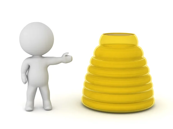 3D Character Showing Jar of Honey — Stock Photo, Image