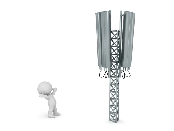 Character Looking Excited Mobile Network Tower Rendering Isolated White — Stock Photo, Image