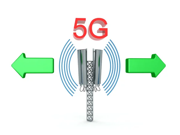 Gjengivelse Tårnet Med Signal Rendering Isolert Hvitt – stockfoto