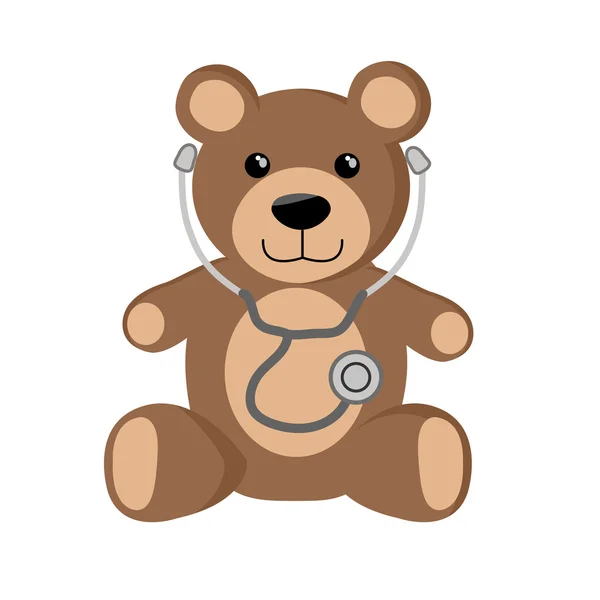 Niedlicher Teddybär mit Stethoskop — Stockvektor