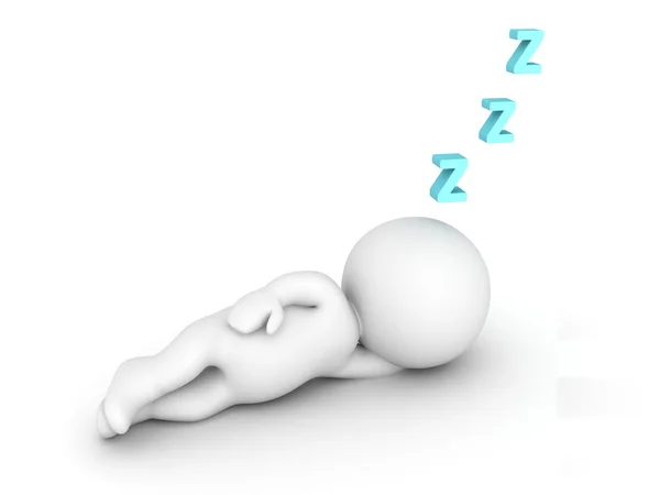 3D personaggio addormentato e lettere Z — Foto Stock