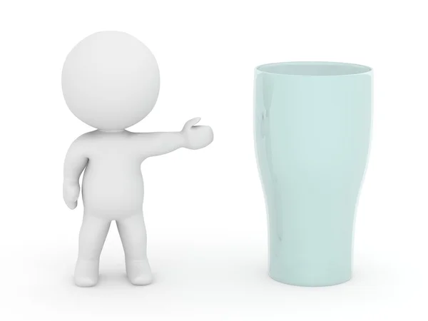 3D Character Showing Glass — Stock Photo, Image