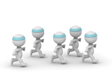 Birkaç 3d karakter koşu