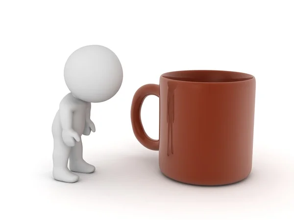 Набридло 3d характер і великих кавові чашки — стокове фото