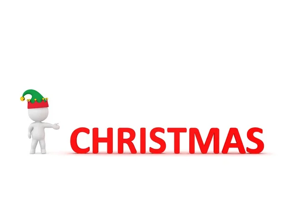 엘 프 모자 3d 크리스마스를 보여주는 3d 문자 텍스트 — 스톡 사진