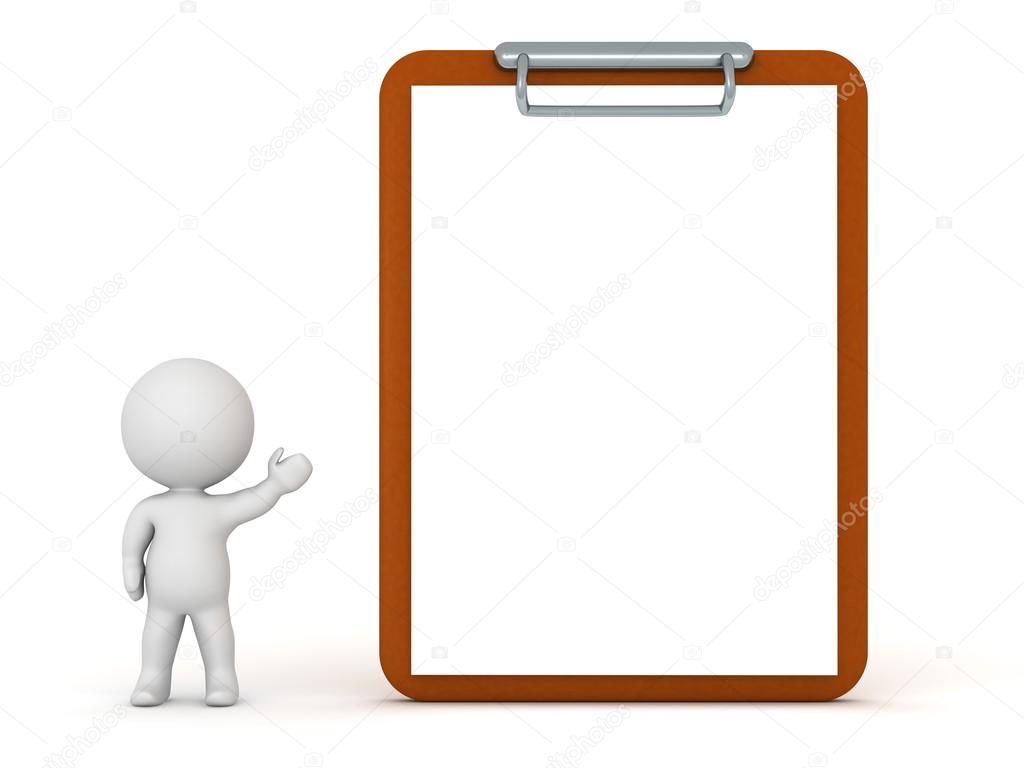 3D Character Showing Clipboard Stock Photo by ©Lucian3D 71085541