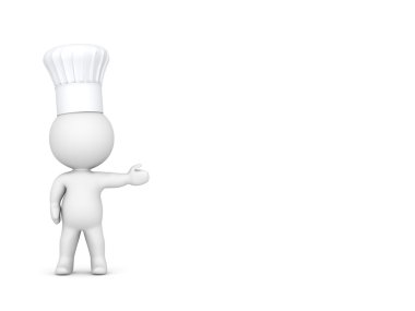Chef şapka gösteren ile 3D karakter