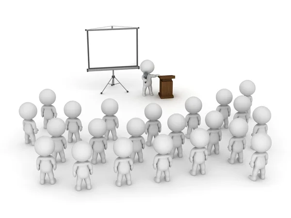 3D Character Speaking in Front of Many Other Characters — Stock Photo, Image