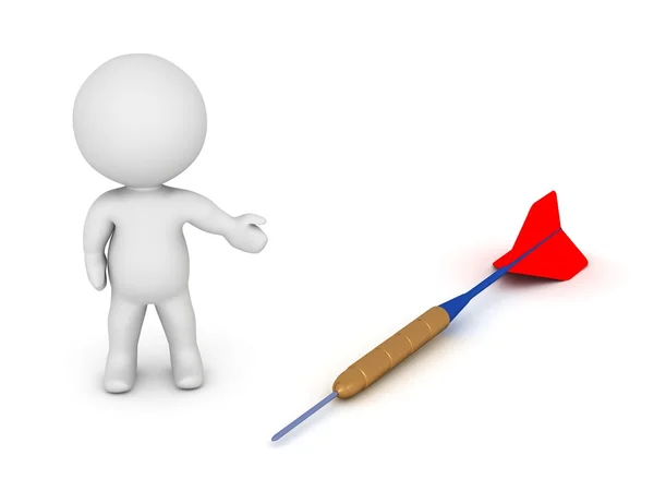 3D Character Showing Large Dart Arrow — Stock Photo, Image