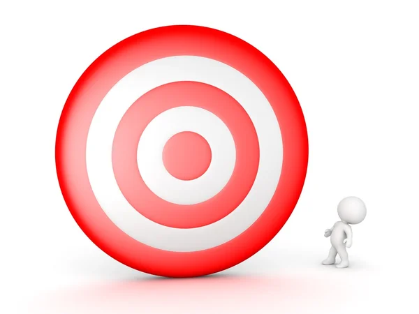 3D Character Looking Up at Huge Target — Stock Photo, Image