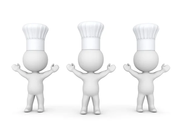 3D-Charaktere mit Kochmützen — Stockfoto