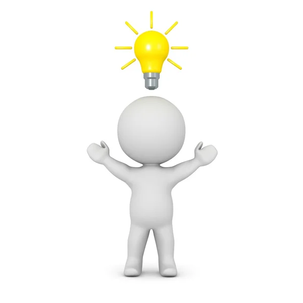 3D Character with Light Bulb Above His Head — Stock Photo, Image
