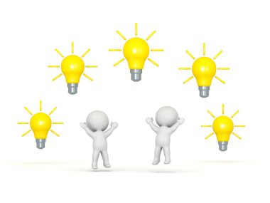 3D Characters with Many Light Bulb Ideas