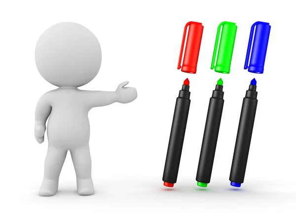 3D Character Showing Color Markers — Stockfoto