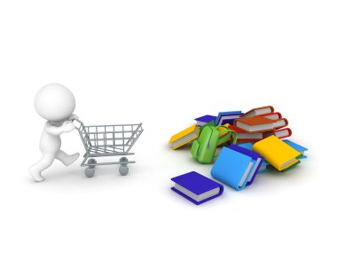 Geri okul alışveriş için 3d karakter