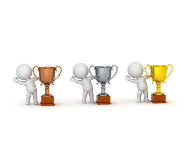 3D karakterler ve kupa