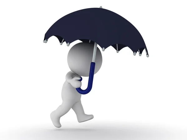 3D Character Walking with Umbrella — Stock Photo, Image