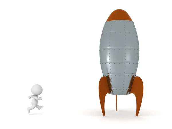 3d 문자 양식된 로켓으로 실행 — 스톡 사진