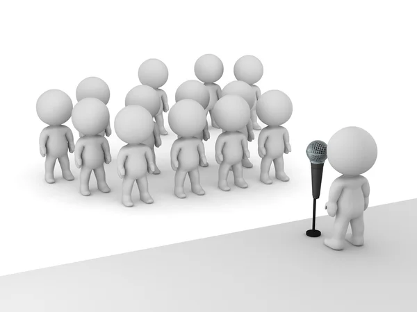 3D-s karakter szónok mikrofon előtt sok oth — Stock Fotó