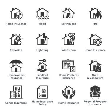 Home Insurance Icons clipart
