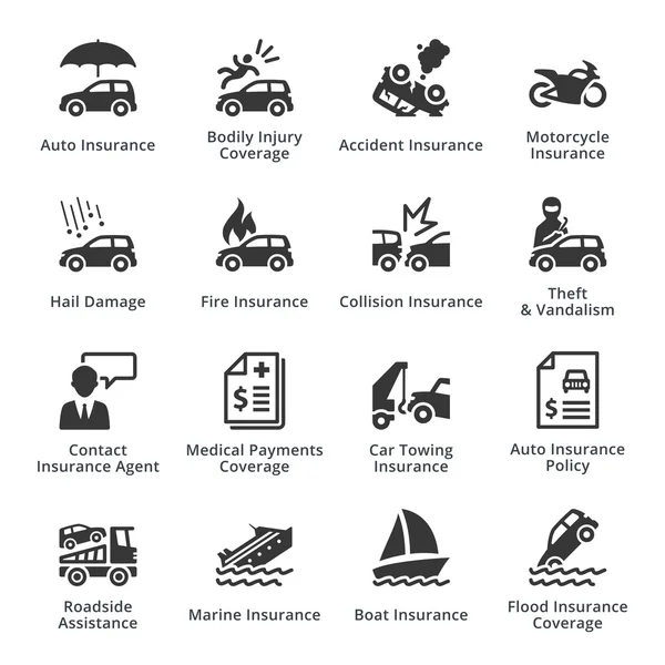 Auto Insurance Icons — Stock Vector