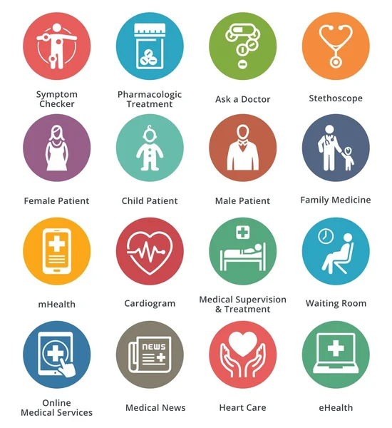 Medical & Health Care Icons Set 2 - Seri Dot - Stok Vektor