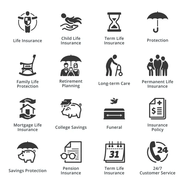 Life Insurance Icons — Stock Vector